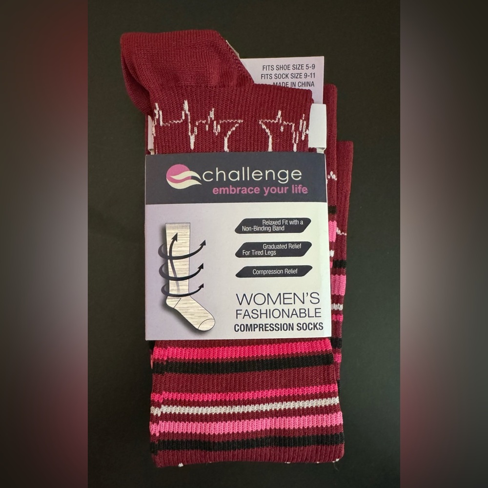Challenge Embrace Your Life NIP Women’s Compression Socks Shoe Size 5-9